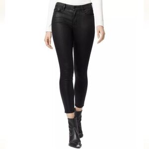 Social Standard by Sanctuary Black Faux Leather Skinny Jeans High Rise Stretch